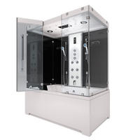 BADEWANNE Dusche K80-SW-TH-A-SC-EA Duschtempel - Schwarz, Glas/Kunststoff (100/180/228cm) - AcquaVapore by Sandra Jentho