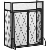 KAMINSCHIRM Schmiedeeisen dreiteilige Design Doppeltüren Metall Schwarz - Schwarz, Metall (79/79/120cm) - HOMCOM