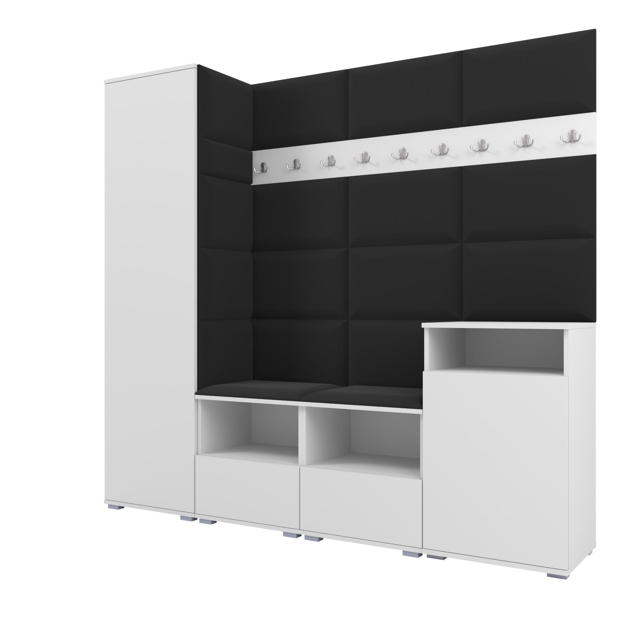 Ravio Garderobe Weiß, Schwarz 200x187x40 cm