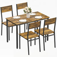 ESSGRUPPE mit Tisch und 4 Stühlen, Küchentisch mit Stühlen für 4 Personen, Metallbeine, rustikales Braun - Naturfarben, Metall (108/76/60cm)