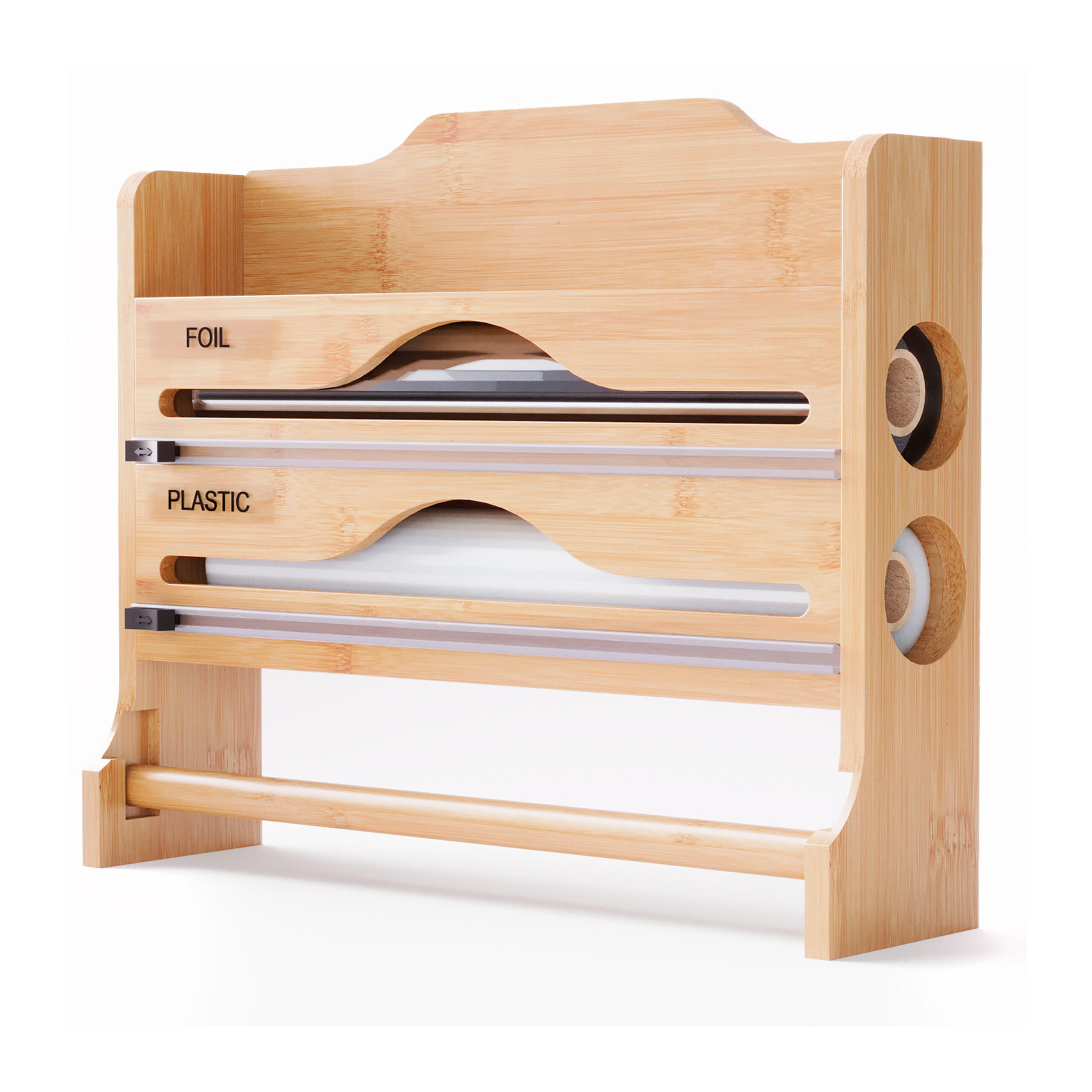 WANDROLLENHALTER - Hellbraun, Holz/Kunststoff (35/27/9cm) - Relaxdays