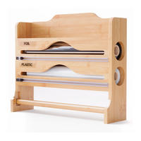 WANDROLLENHALTER - Hellbraun, Holz/Kunststoff (35/27/9cm) - Relaxdays