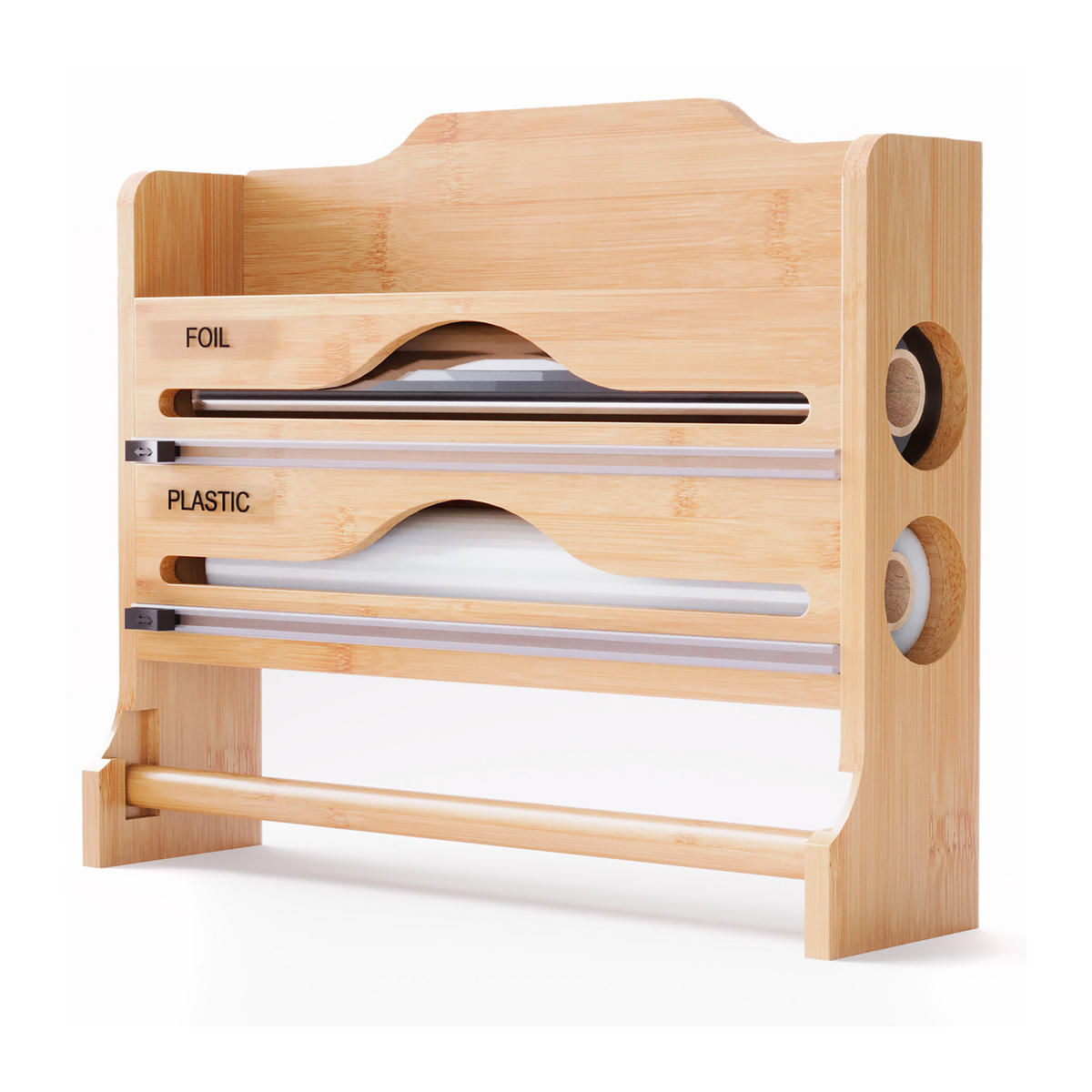 WANDROLLENHALTER - Hellbraun, Holz/Kunststoff (35/27/9cm) - Relaxdays