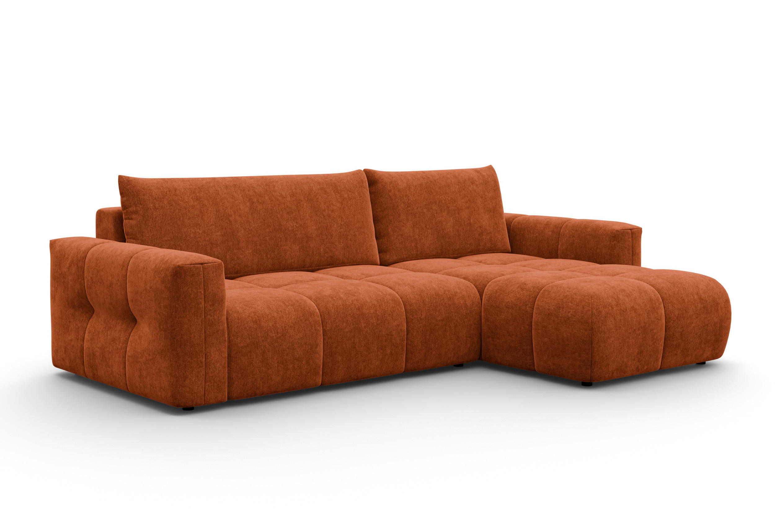 ECKSOFA VERONA 4-Sitzer rechts, Orange - Schwarz/Orange, Holz/Textil (266/173cm) - Courtois Laville