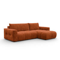 ECKSOFA VERONA 4-Sitzer rechts, Orange - Schwarz/Orange, Holz/Textil (266/173cm) - Courtois Laville