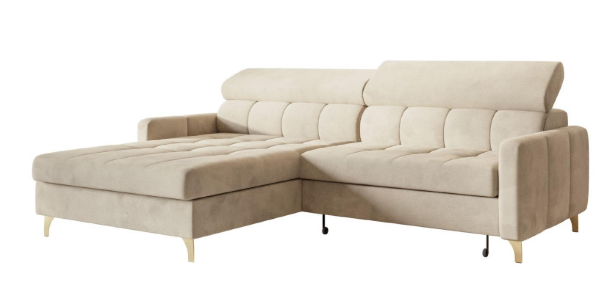 ECKSOFA Creme BAMBINO Mit Verstellbaren Kopfstützen Links - Beige/Creme, Textil (223/174cm) - Sepro Meble