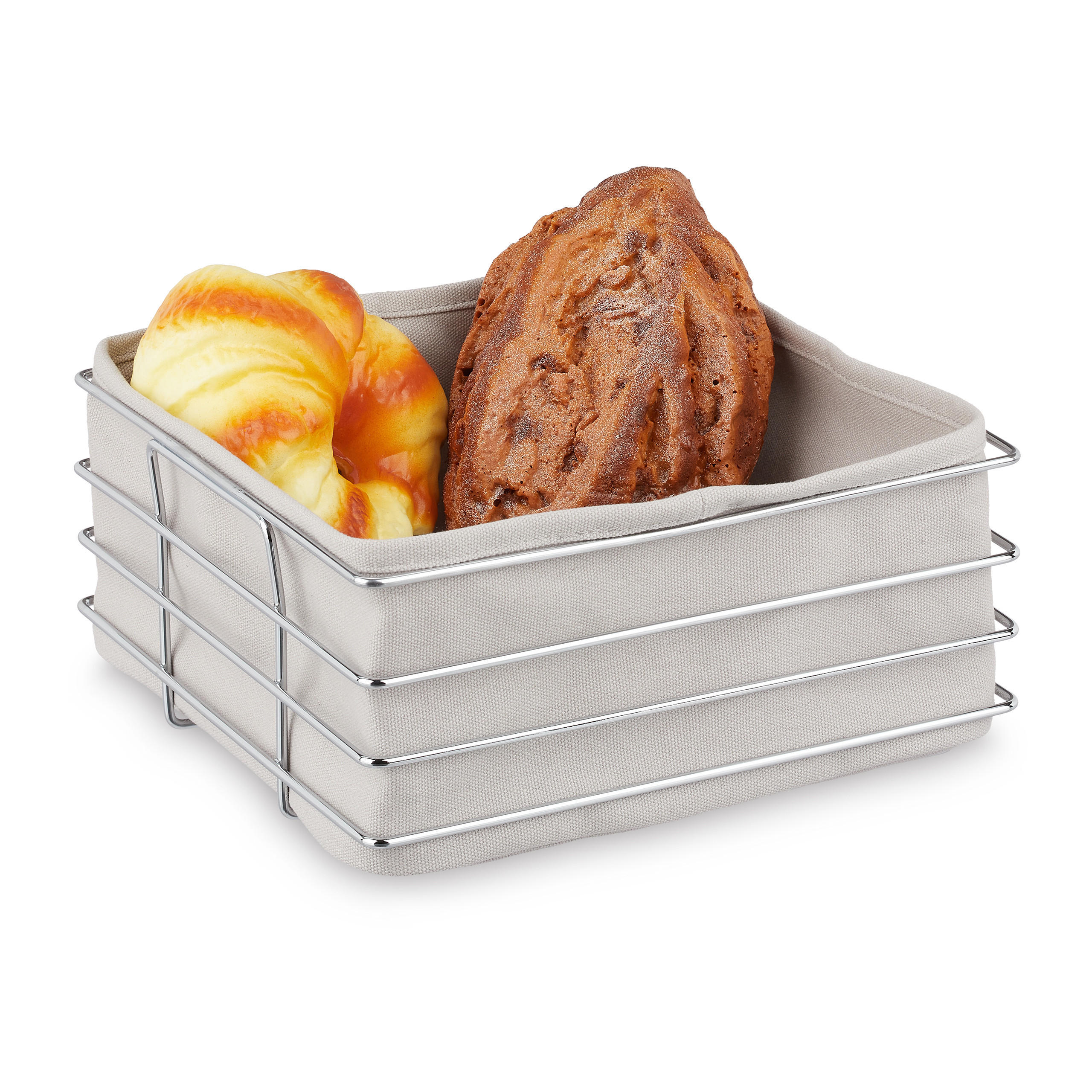 BROTKORB - Grau, Textil/Metall (23/10.5/23cm) - Relaxdays