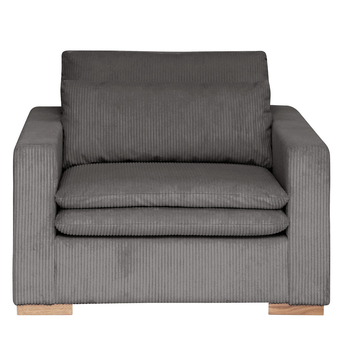 SESSEL - Eichefarben/Grau, Eichenholz/Textil (110/82/104cm) - home24