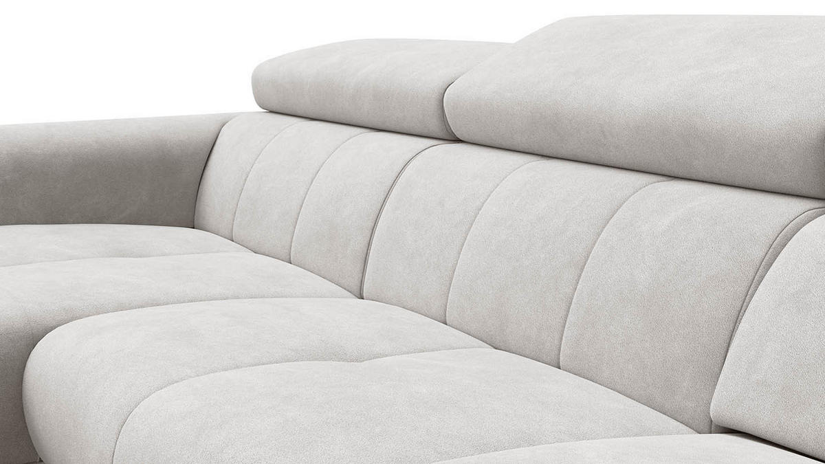 ECKSOFA RODEN 4-Sitzer mit Relax, creme, Veloursstoff - Creme, Holz/Textil (268/92cm) - Wozimo