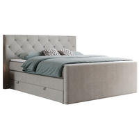 BOXSPRINGBETT KING VELEN 200/200 Beige Struktur - H3 - Beige, Holz/Textil (200/200cm) - MKS