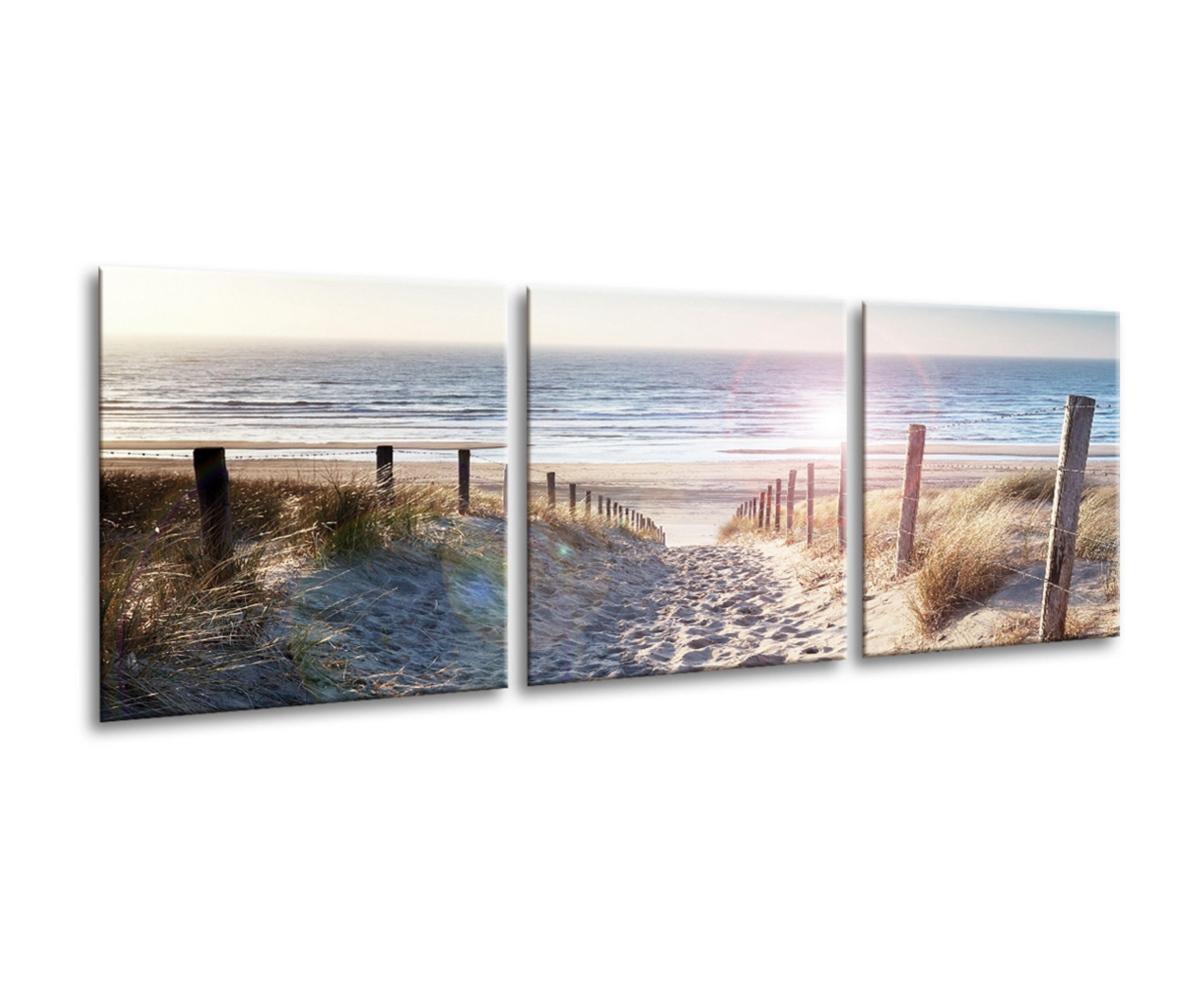 BILDER-SET aus Glas je 50x50 cm Strand und Meer - Beige, Glas (150/50cm) - artissimo