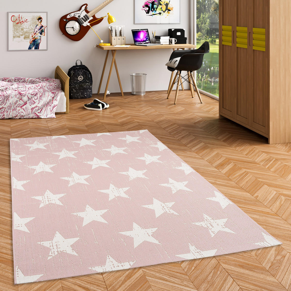 IN- UND OUTDOOR TEPPICH CARPETTO STERNE - Rosa, Textil (140/200cm) - Pergamon