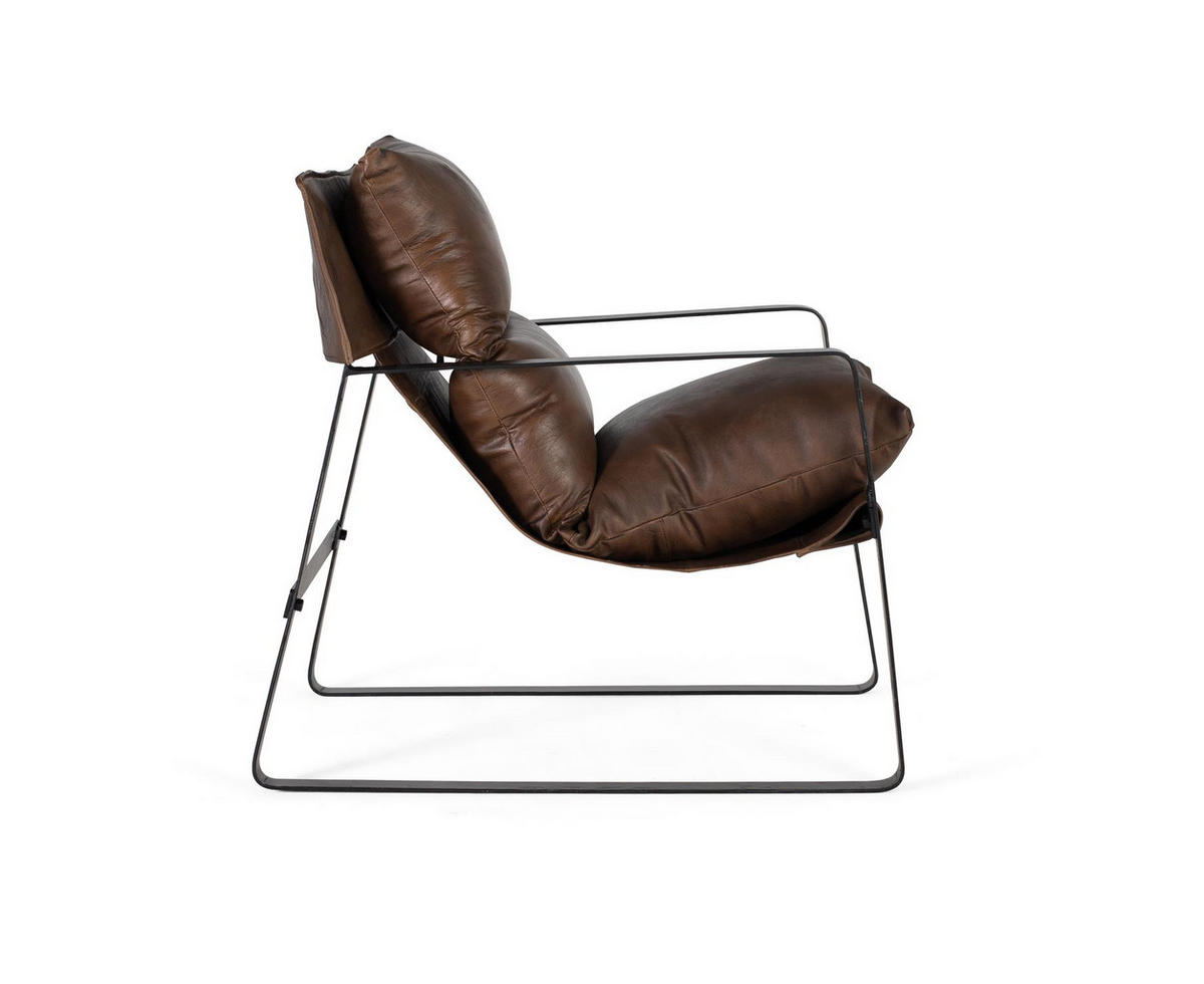SESSEL aus Leder und Metall - Smaragdgrün, Fell (58/80/80cm) - Giner y Colomer