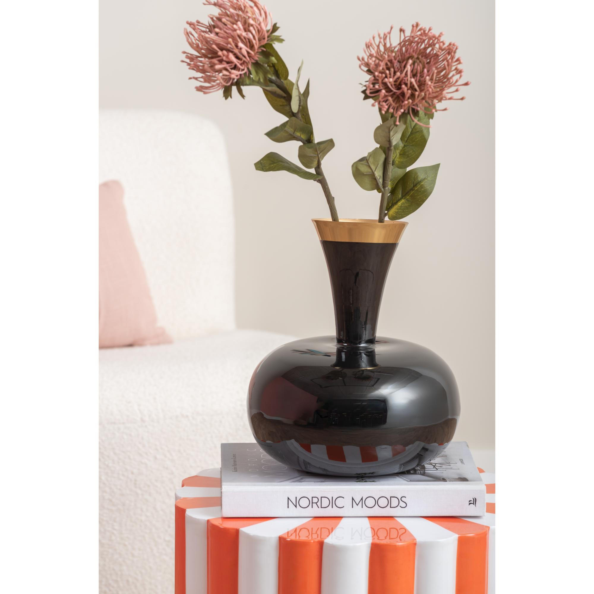 VASE Yara Groot Schwarz 25/25/29 cm - Schwarz, Metall (29cm) - Present Time