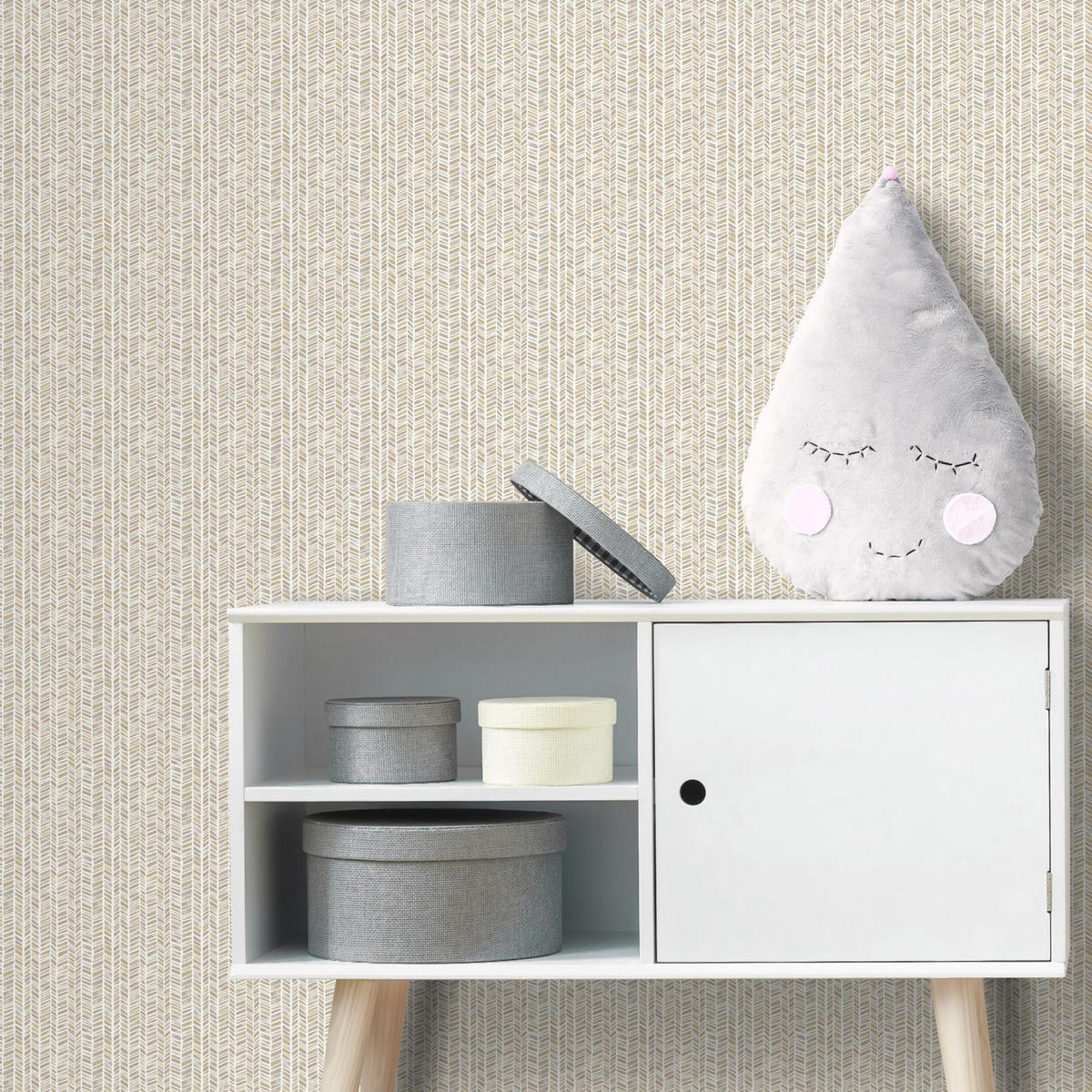 TAPETE Zickzack-Motiv - Beige, Papier (53/1000cm) - Sanders & Sanders