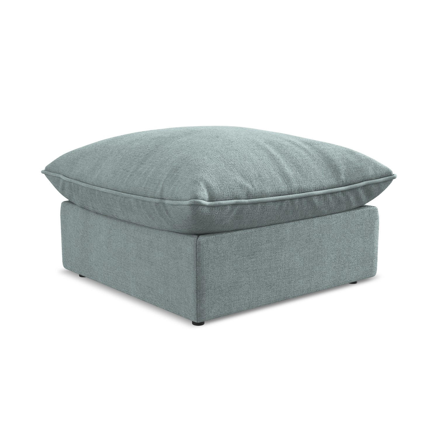 POUF Strukturstoff Blau - Pastellblau/Schwarz, Holzwerkstoff/Kunststoff (75/45/75cm) - LaMiaSofa