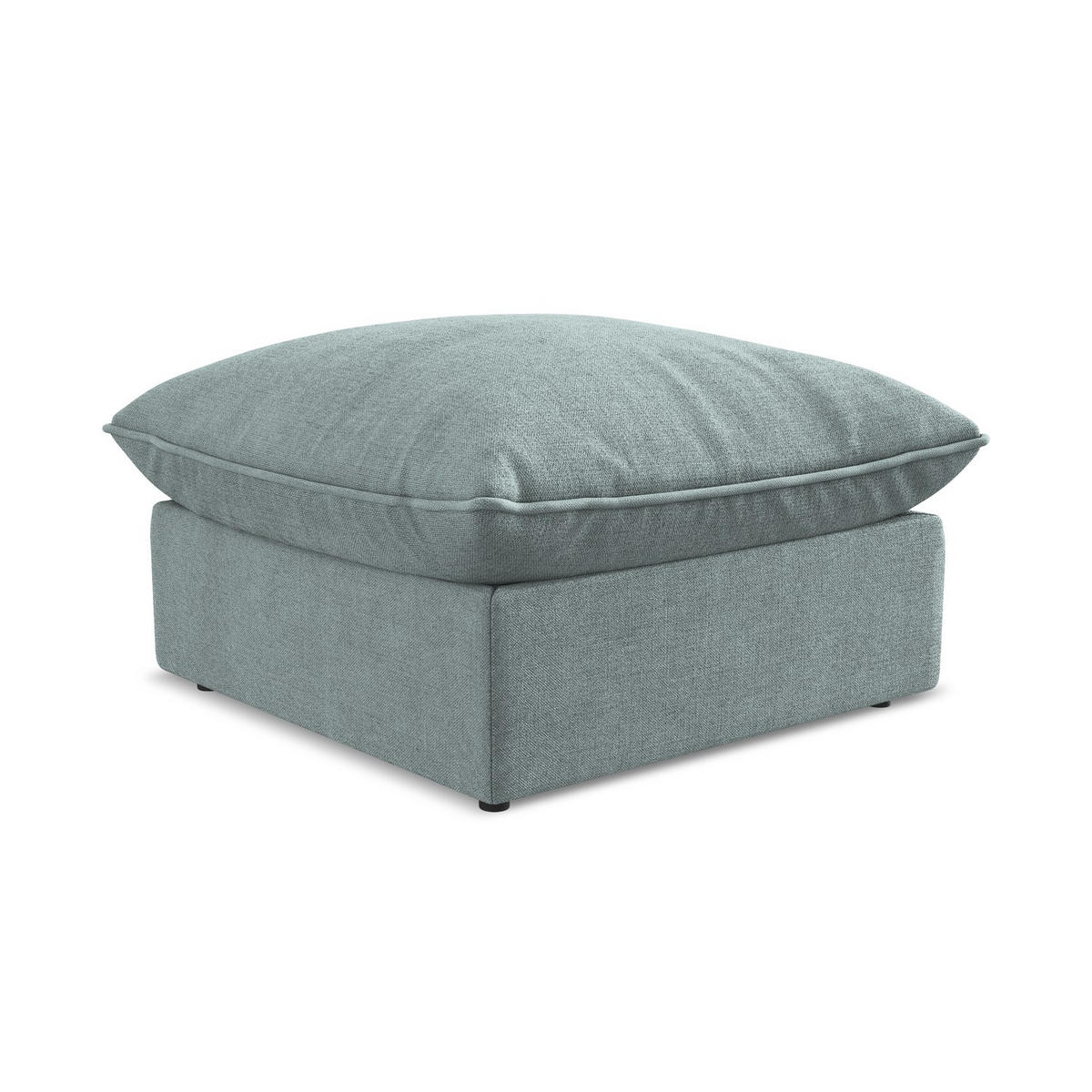 POUF Strukturstoff Blau - Pastellblau/Schwarz, Holzwerkstoff/Kunststoff (75/45/75cm) - LaMiaSofa