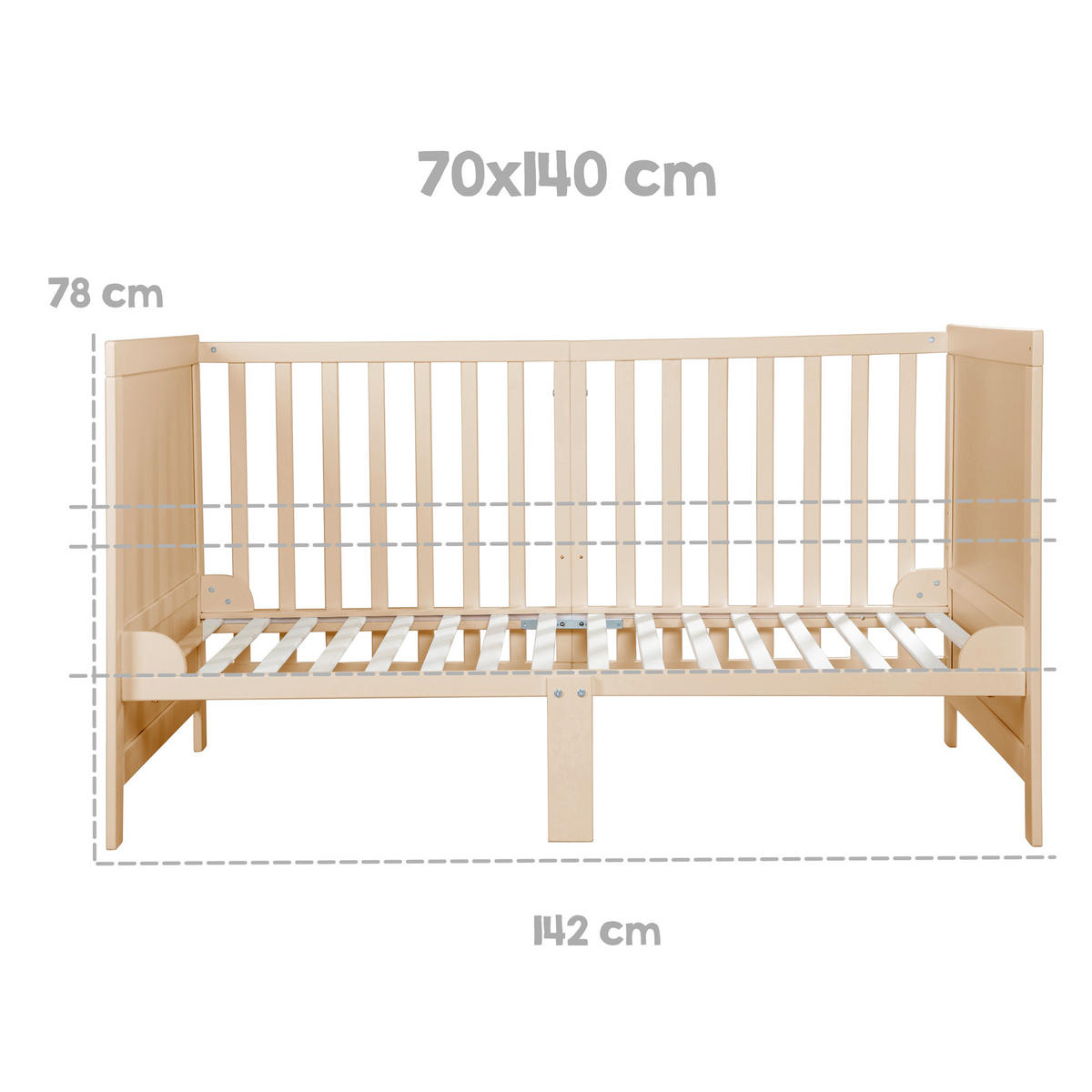 SPJÄLSÄNG med madrass Easy Sleep 70 x 140 cm - Naturfärgad, Träbaserade material/Textil (70/140cm) - Roba