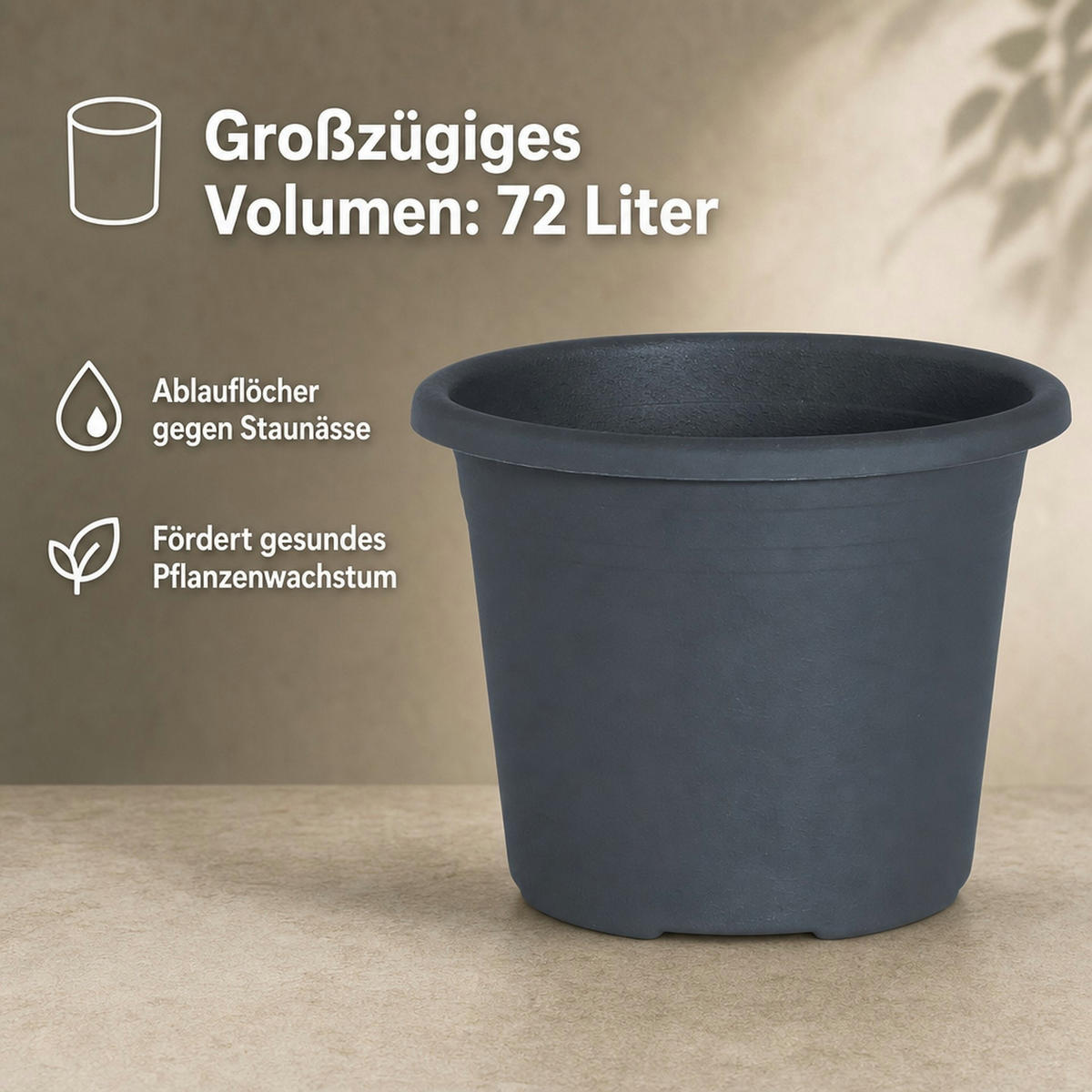 BLUMENTOPF CYLINDRO - Anthrazit, Kunststoff (60/65cm) - BONI-SHOP