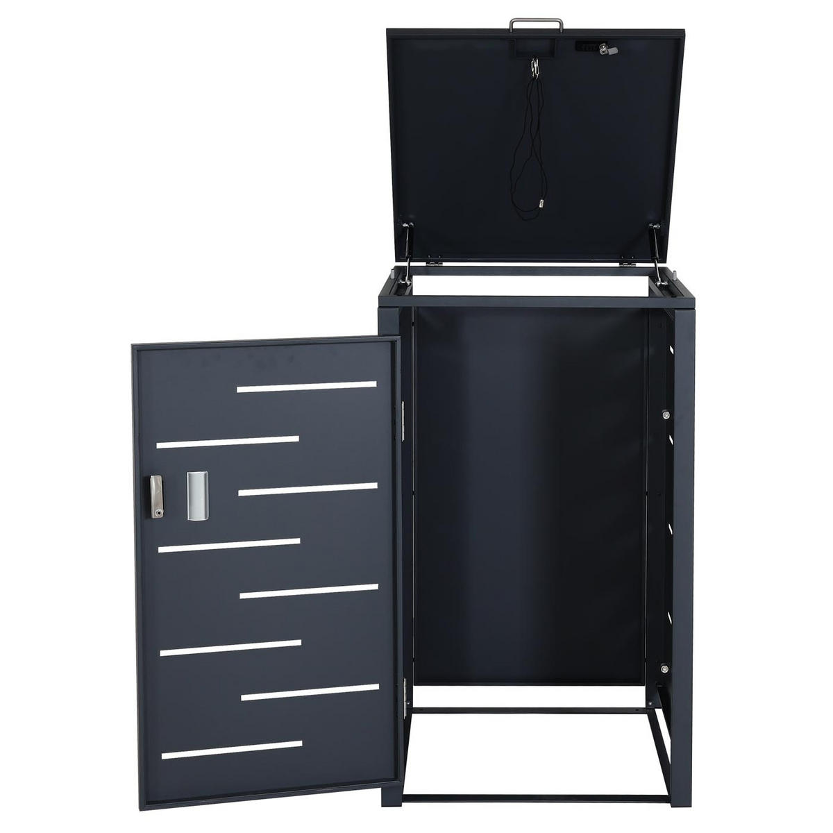 MÜLLTONNENBOX 1er 103x60x62cm erweiterbar Anthrazit - Anthrazit, Metall (60/103/62cm) - PROREGAL