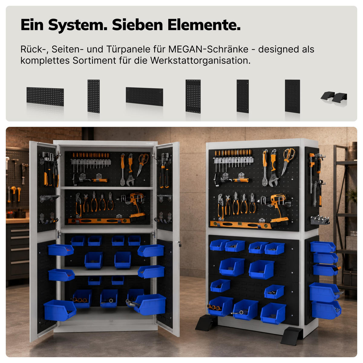 STÜTZFÜSSE für den Schrank MEGAN, 2 Stück, 120 x 80 x 190 mm - Schwarz, Metall (8/12/19cm) - Jan Nowak