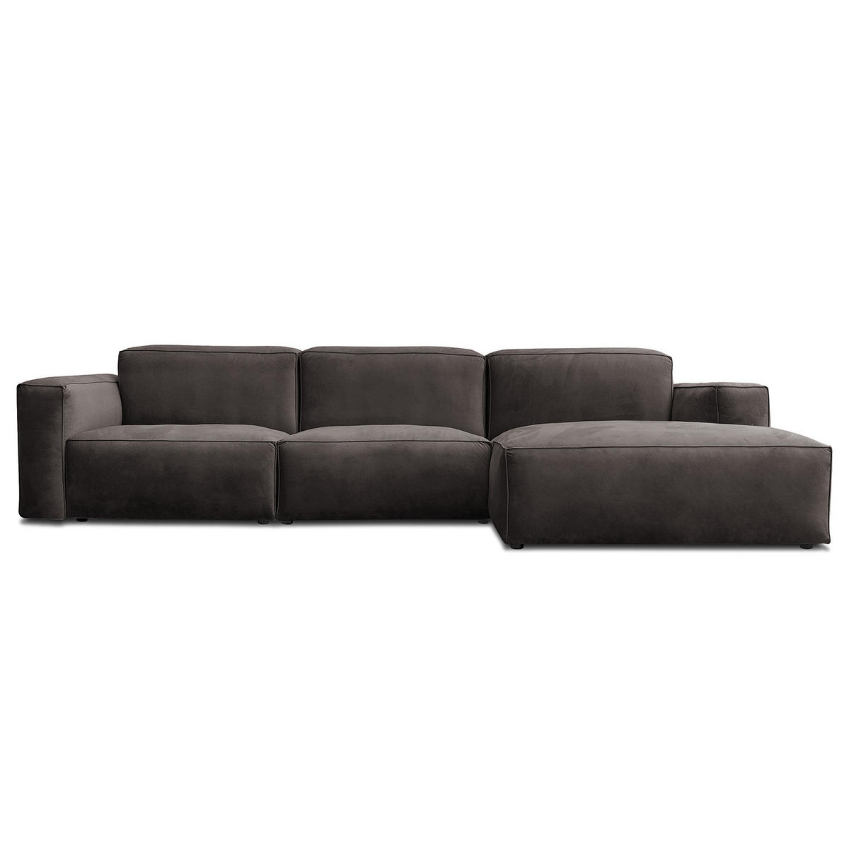 ECKSOFA mit Longchair - Graubraun/Schwarz, Kunststoff/Textil (345/170cm) - home24