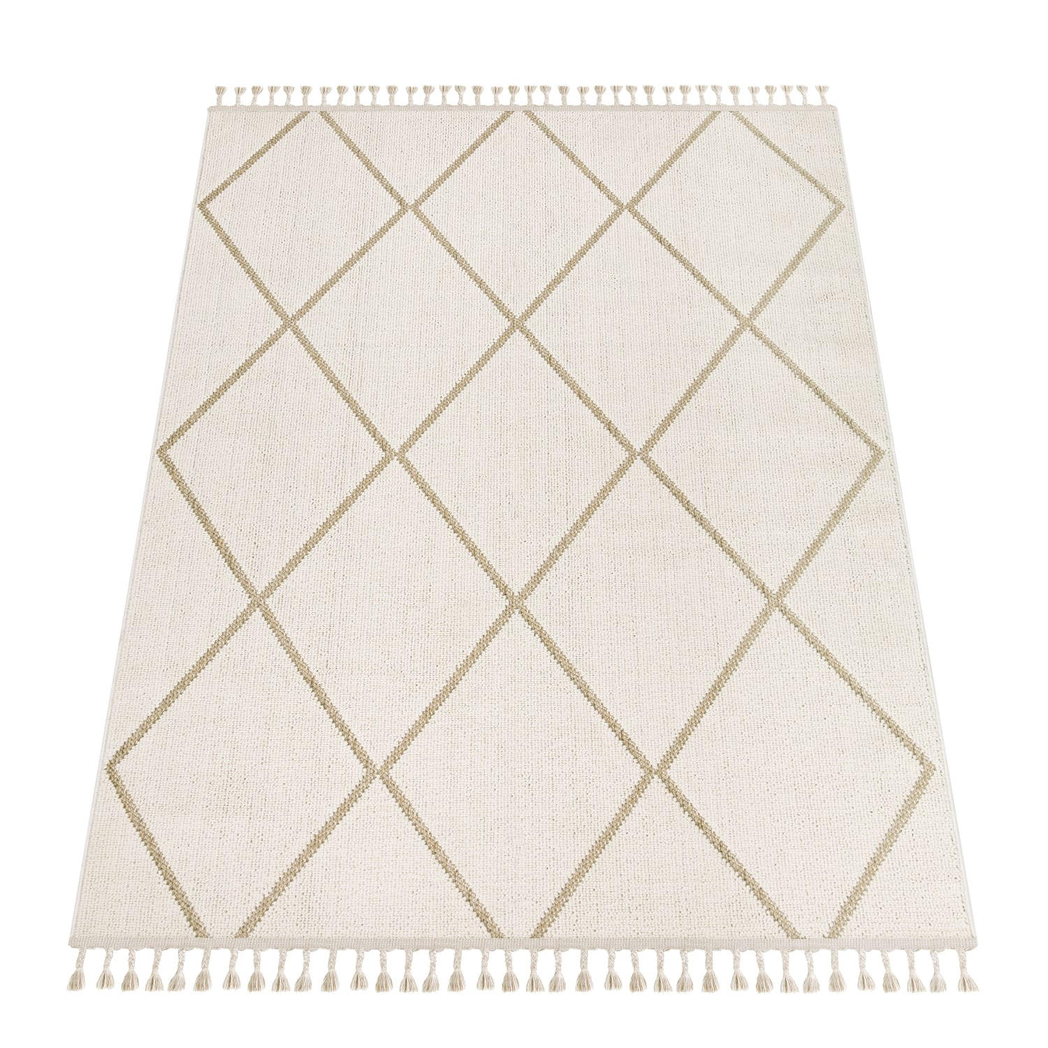 KURZFLORTEPPICH, geometrisch, Florhöhe 7 mm, Beige, 120 x 160 cm - Beige, Textil (160/120cm) - KADIMA DESIGN
