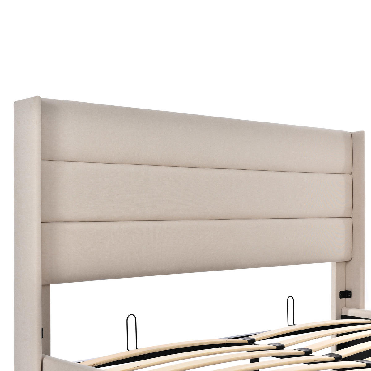 POLSTERBETT 140/200 cm in Beige Leinen mit Bettkasten - Beige, Holzwerkstoff/Textil (140/200cm) - STILVORA