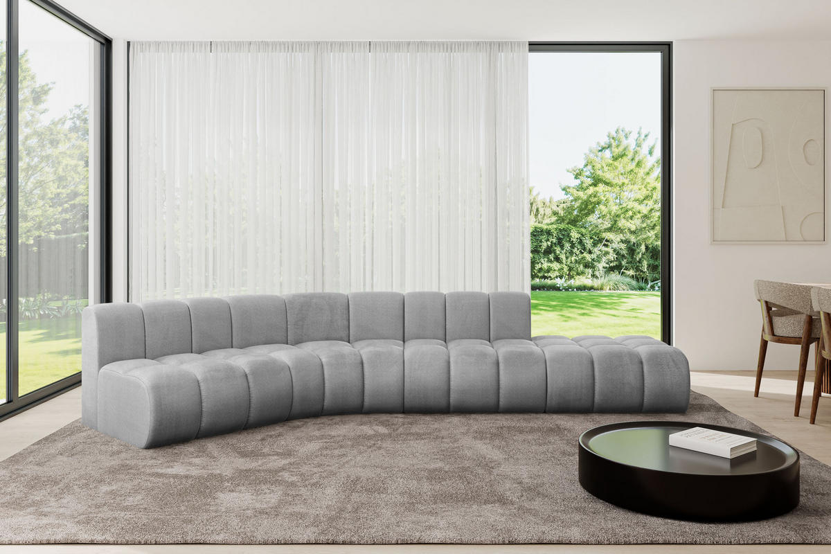 ECKSOFA modulares Sofa Brilo-L1 - 380x174x70 cm Grau - Hellgrau, Holzwerkstoff/Textil (380/174cm) - ALTDECOR