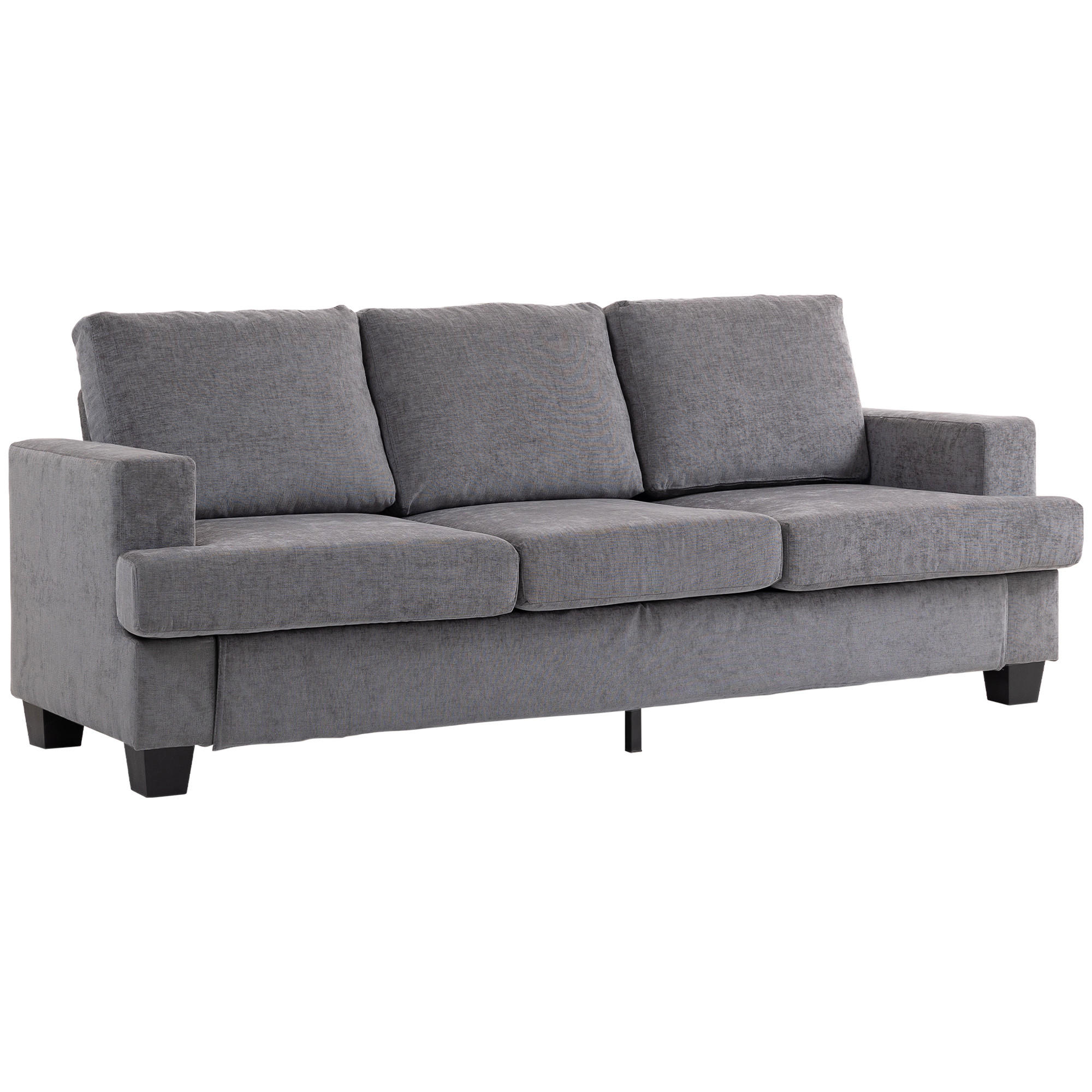 3-SITZER-SOFA DE-06547 Wohnzimmersofa für 3 Personen, Stahlrahmen Grau - Grau, Holz/Textil (82/90/213cm) - ComfortXL