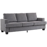 3-SITZER-SOFA DE-06547 Wohnzimmersofa für 3 Personen, Stahlrahmen Grau - Grau, Holz/Textil (82/90/213cm) - ComfortXL