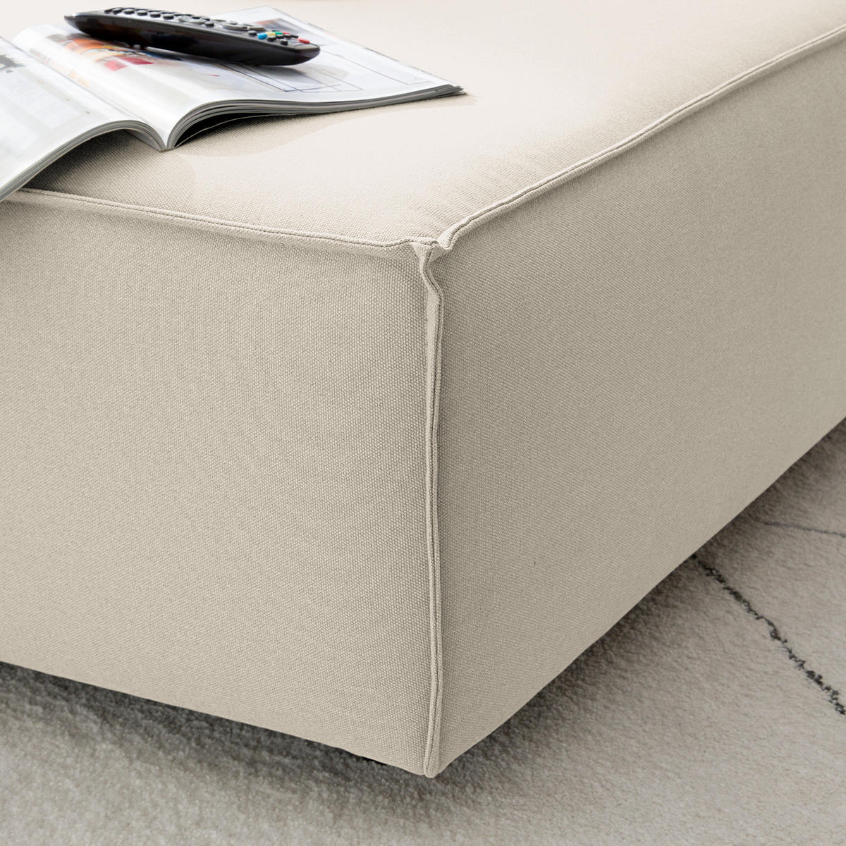 POLSTERHOCKER - Quadratisch - Schwarz/Weiß, Kunststoff/Textil (98/40/97cm) - home24