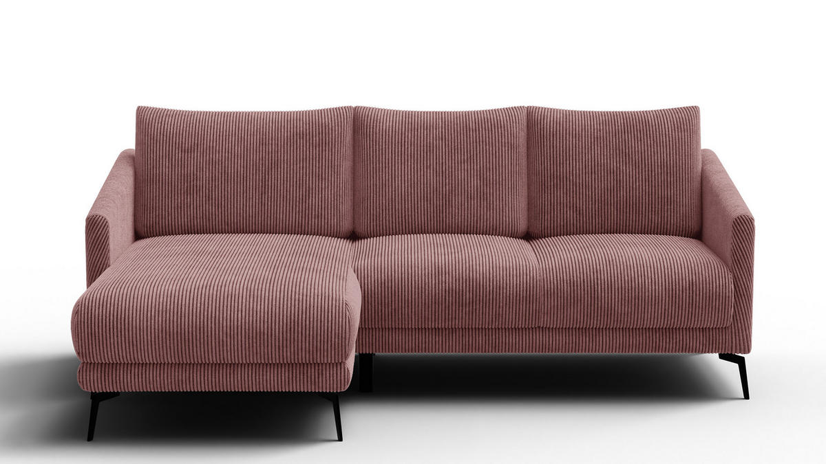 ECKSOFA VILT 3-Sitzer, altrosa - Schwarz/Altrosa, Holzwerkstoff/Textil (221/156cm) - Courtois Laville