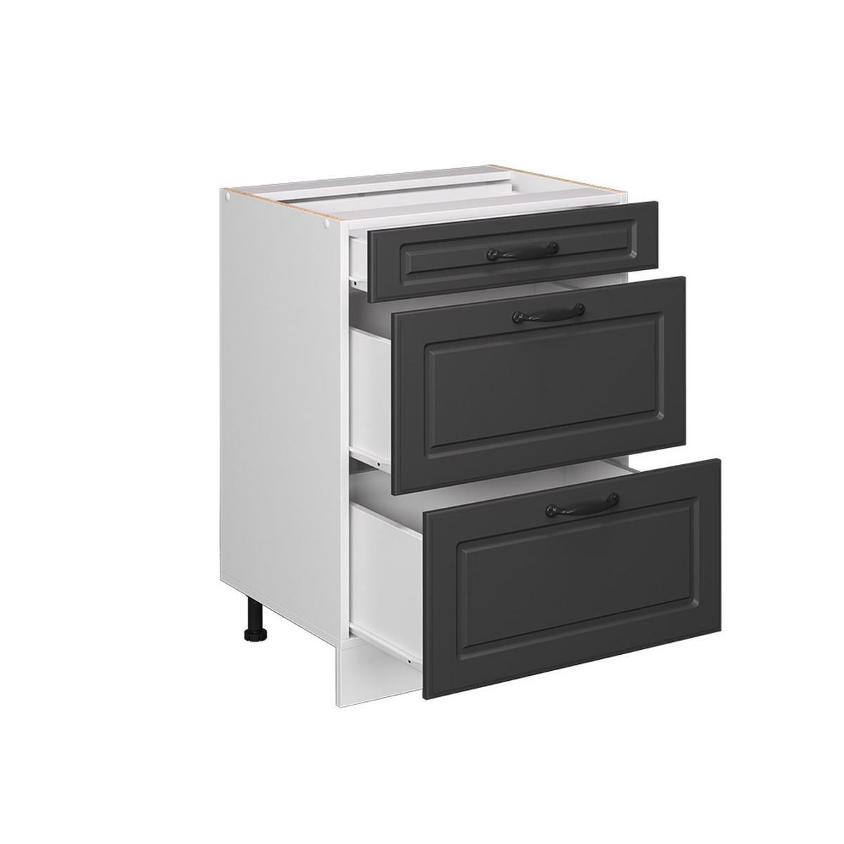 KÜCHENUNTERSCHRANK R-Line Anthrazit Landhaus 60 cm mit Schubladen AP Anthrazit - Dunkelgrau/Anthrazit, Holzwerkstoff (60/81.6/60cm) - Vicco