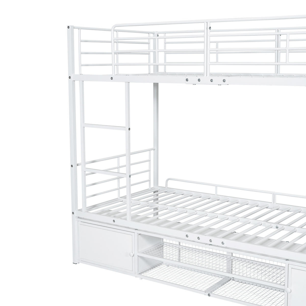 ETAGENBETT 90x200cm mit kleiner lagerschrank in Weiß - Weiß, Metall (90/200cm) - KOMHTOM