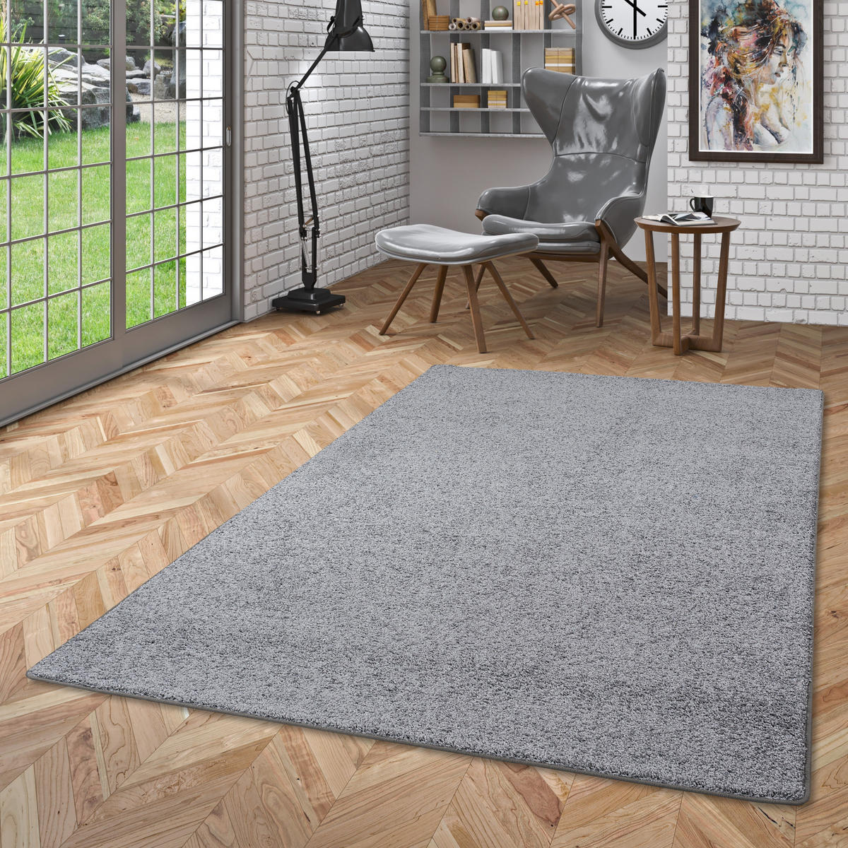 HOCHFLOR VELOURS TEPPICH MONA - Grau, Textil (160/200cm) - Snapstyle