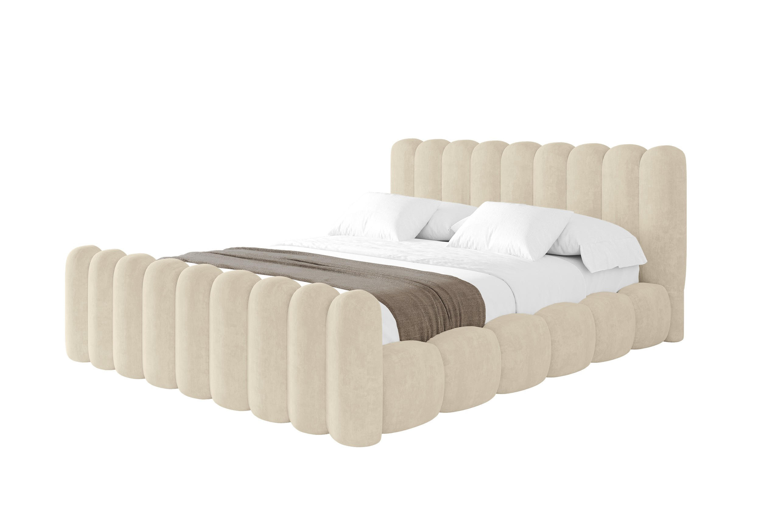POLSTERBETT mit Bettkasten, Fußteil und Lattenrost, Bett mit Matratze H3/H4 - SENA-Z 160x200 Beige - Champagner, Holzwerkstoff/Textil (160/200cm) - ALTDECOR