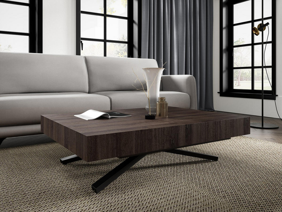 COUCHTISCH SANNA X - Anthrazit/Schwarz, Holzwerkstoff/Metall (80/120/27cm) - Meblini
