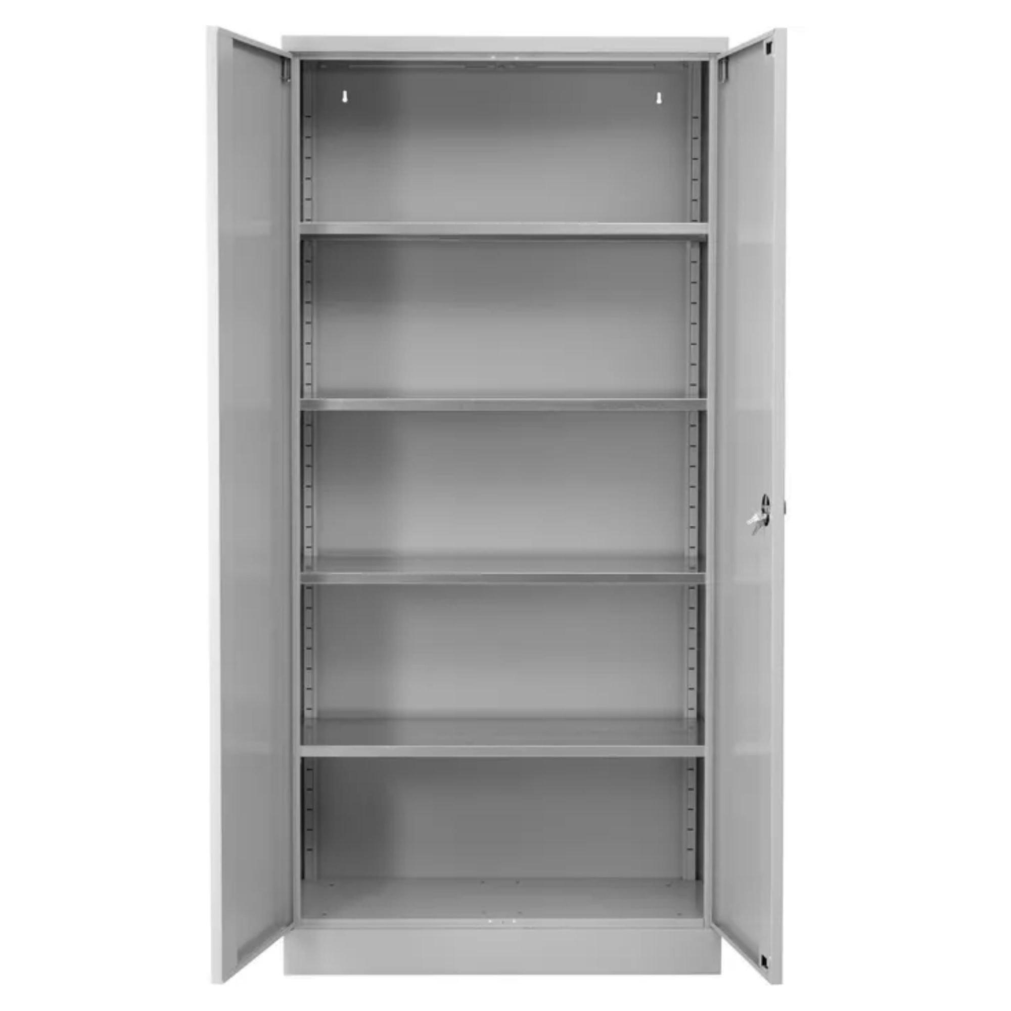 STAHLSCHRANK Bee mit 8 lackierten Fachböden 195x92x60 cm Korpusfarbe Lichtgrau Frontfarbe Lichtgrau - Hellgrau, Metall (92/195/60cm)