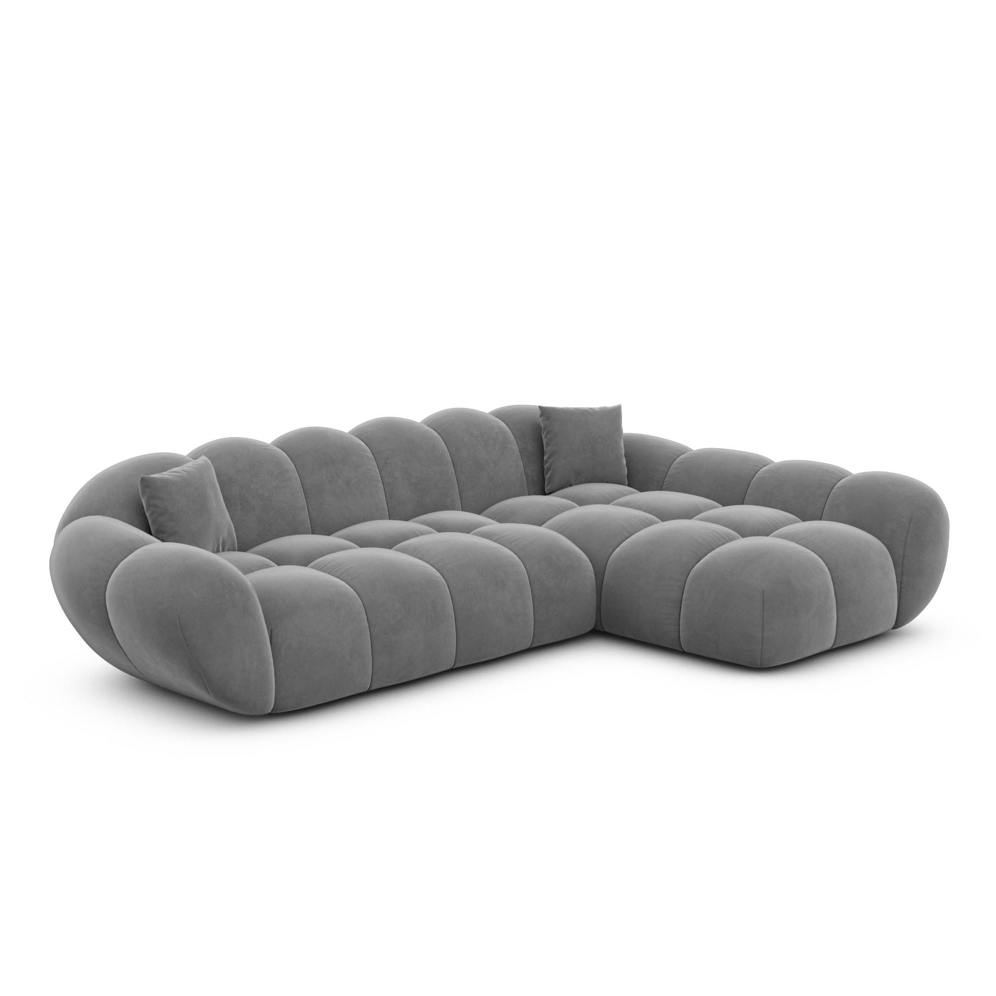 ECKSOFA Liva Dunkelgrau Samtstoff L-Form Rechts - Dunkelgrau, Textil (160/265cm) - VAROYAL