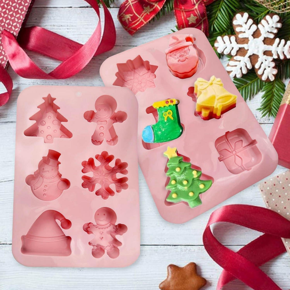 SILIKONFORM 2-teiliges Set Weihnachten - Rosa, Kunststoff