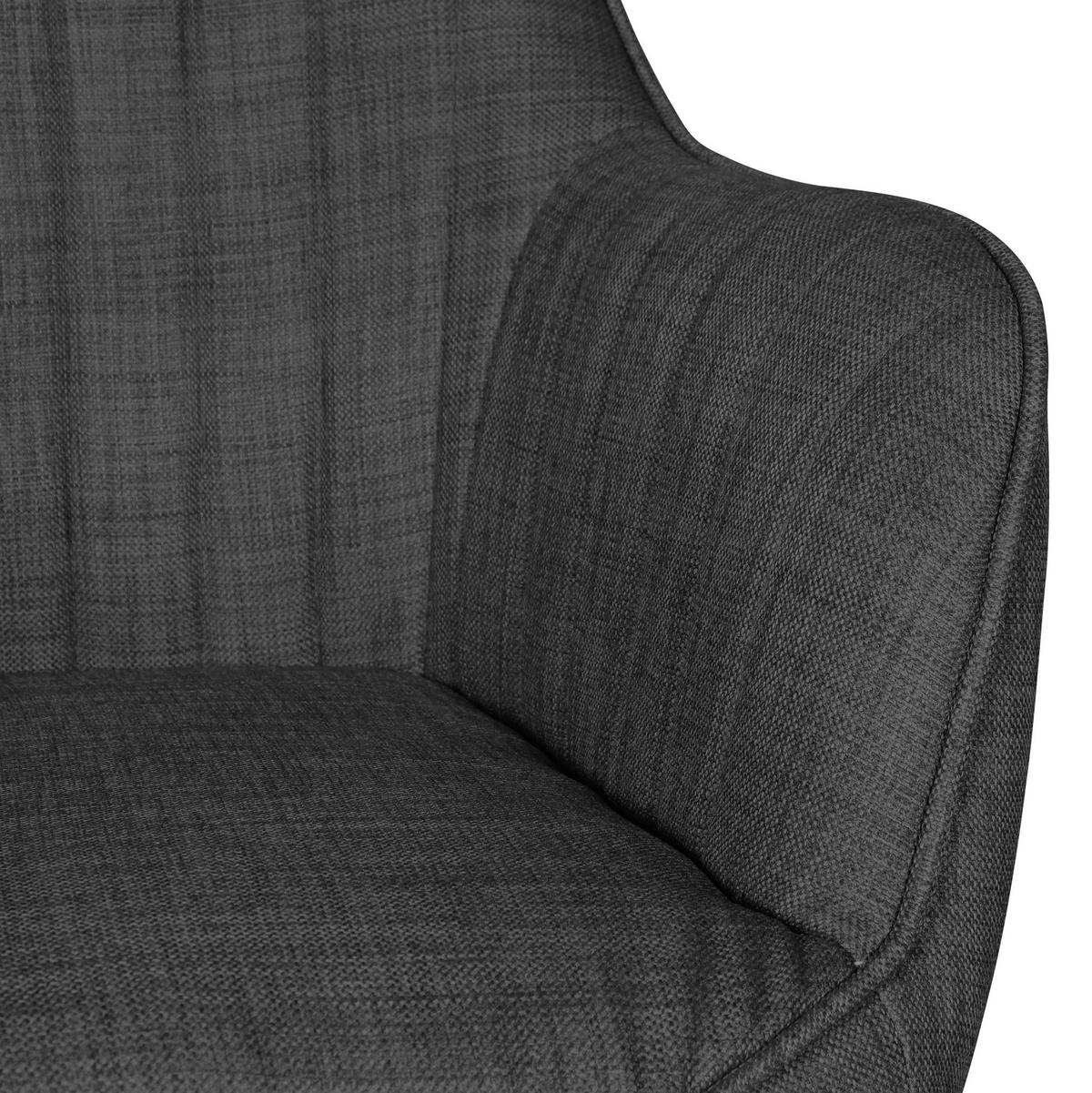 DREHSTUHL Anthrazit Stoff mit Armlehnen in Schalenform MARIA - Schwarz/Grau, Kunststoff/Textil (65/90/65cm) - KADIMA DESIGN