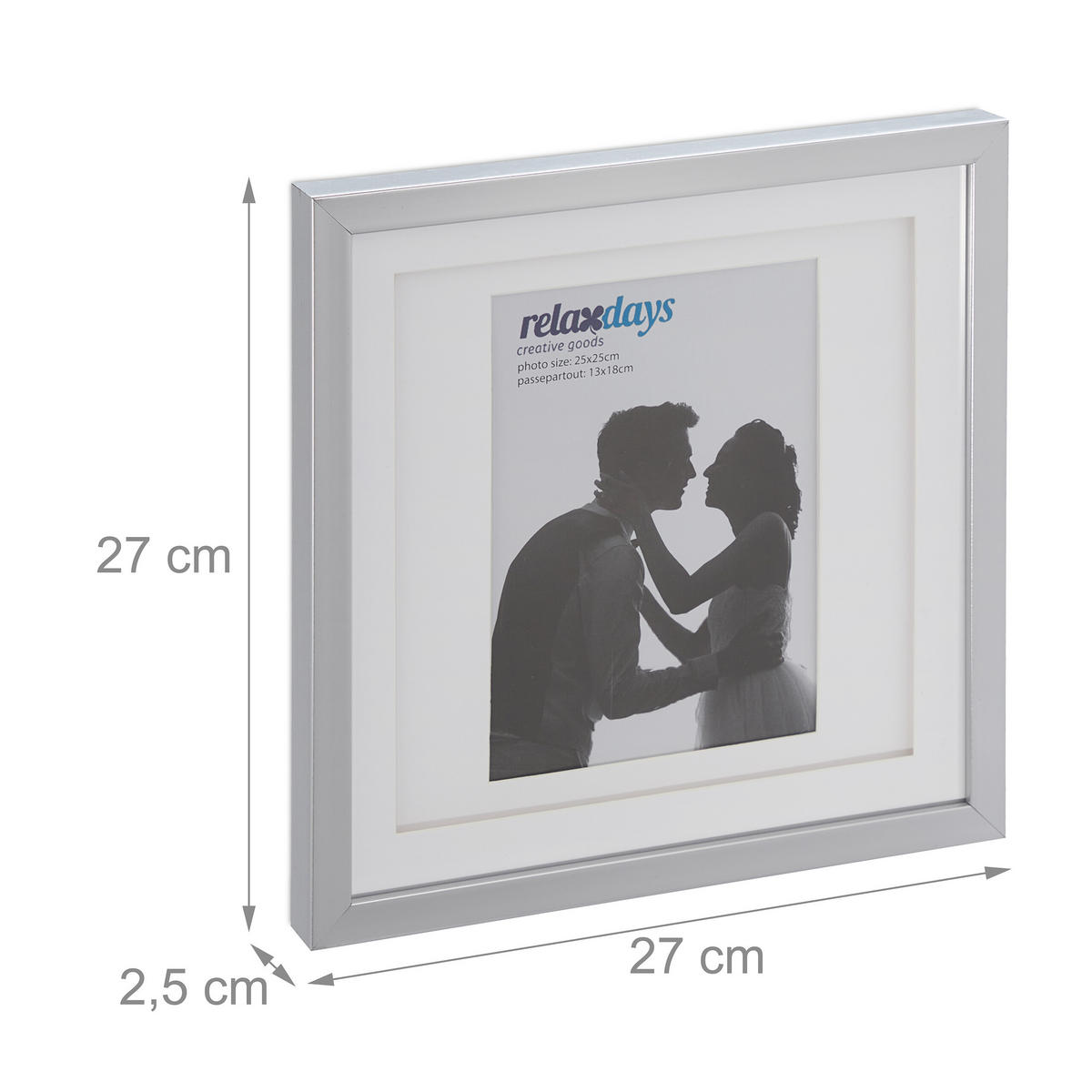2XBILDERRAHMEN - Silberfarben, Glas/Kunststoff (27/27/2.5cm) - Relaxdays