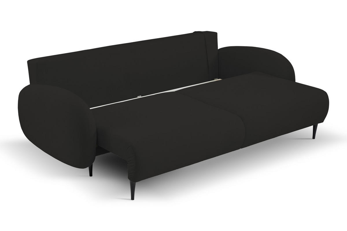 SOFA SOFT RunAgin Mit Schlaffunktion Und Bettkasten, PUR-Schaum, Schwarze Kunststofffüße, lose Rückenkissen, freistehend, 232x109x95 cm Black - Schwarz, Holz/Textil (232/95/109cm) - DomoHome