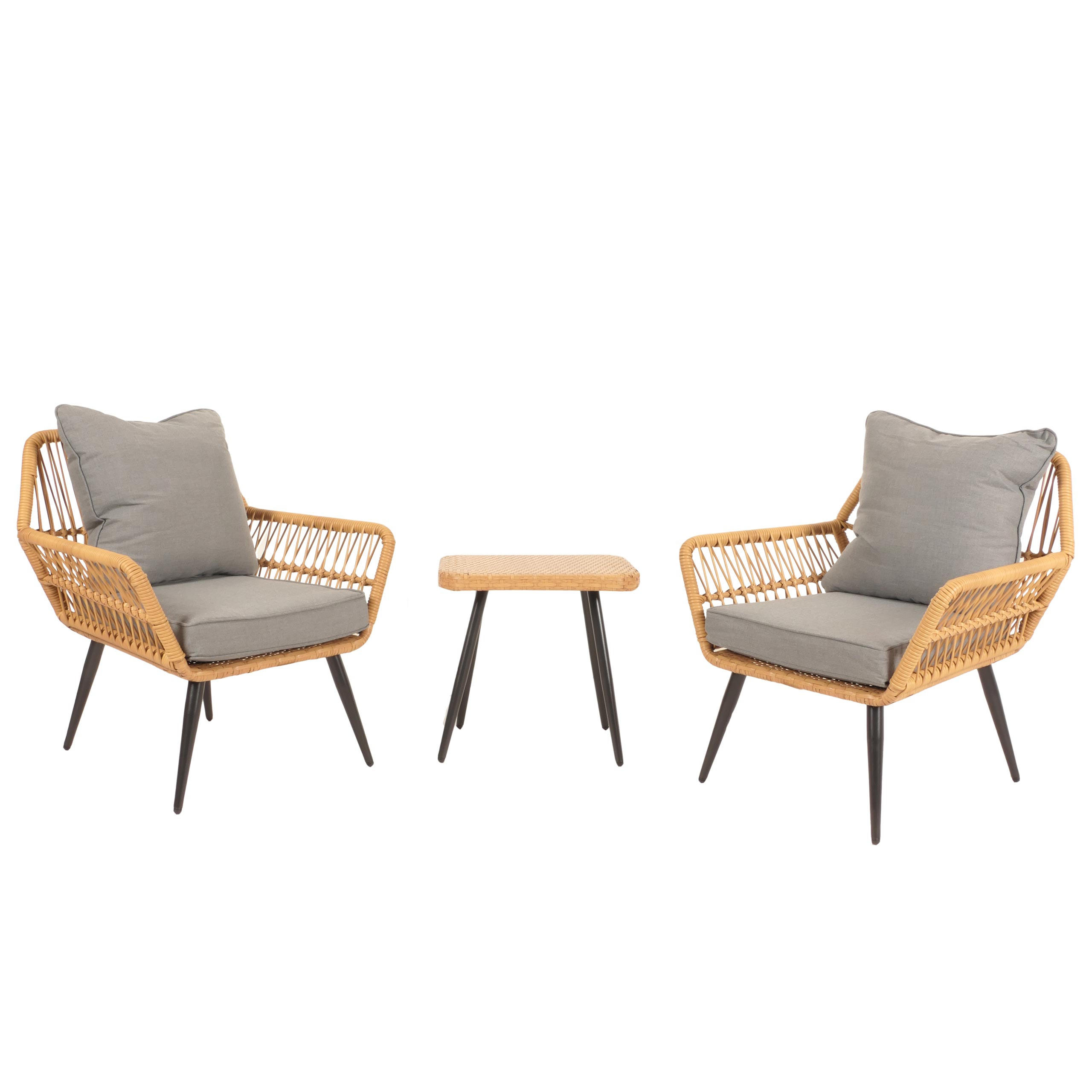 POLY-RATTAN GARNITUR Grau - Grau, Kunststoff - MCW