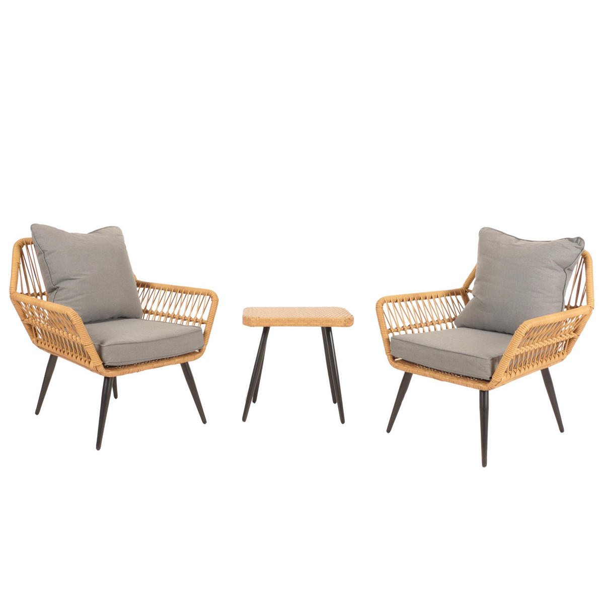 POLY-RATTAN GARNITUR Grau - Grau, Kunststoff - MCW