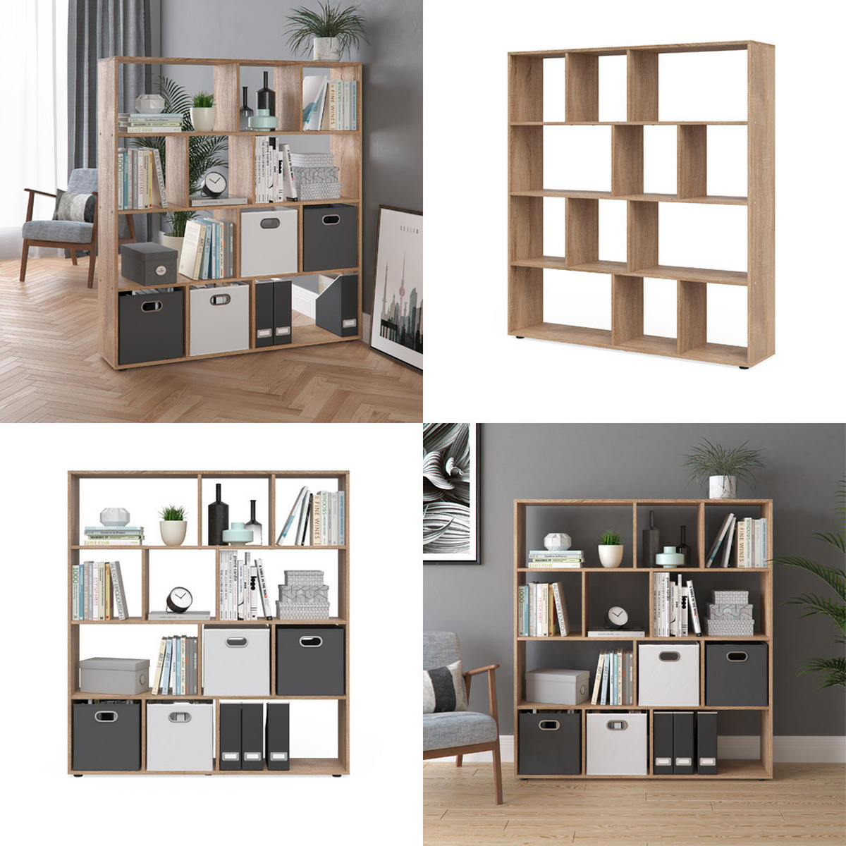 RAUMTEILER Pilar Sonoma 131.6 x 143 cm - Sonoma Eiche, Holzwerkstoff (131.6/143/29cm) - Vicco
