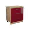 KÜCHENUNTERSCHRANK Fame-Line Bordeaux Hochglanz 80 cm mit 3 Schubladen AP Eiche - Honigeiche/Bordeaux, Holzwerkstoff (80/82/60cm) - Vicco