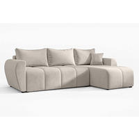 ECKSOFA L Form Malatya Beige 246/145/80 cm stilvolle mit Schlaffunktion R - Beige/Schwarz, Kunststoff/Textil (246/145cm) - AX Living
