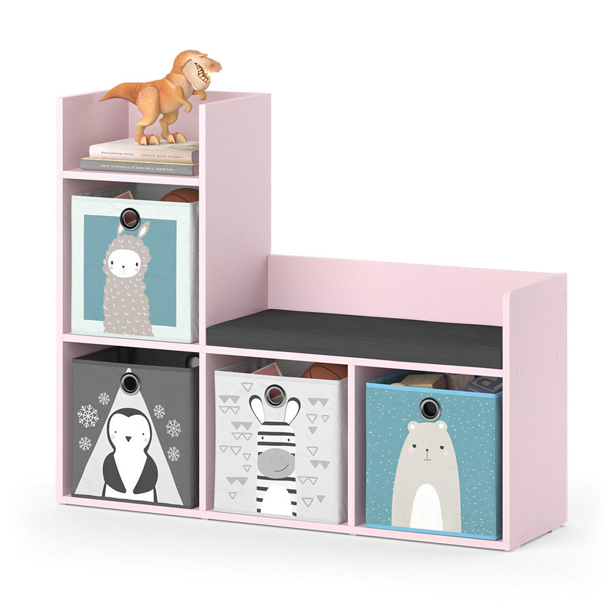 KINDERREGAL Luigi Rosa 107.2 x 88.6 cm ohne Faltboxen - Rosa, Holzwerkstoff (107.2/88.6/30.9cm) - Vicco